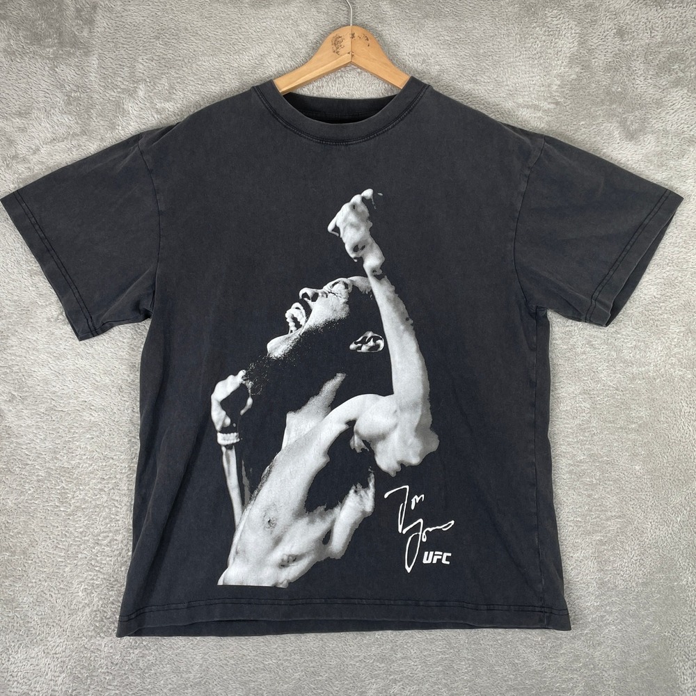 UFC Jon Jones Shirt Mens Medium Black Graphic Streetwear MMA Tee